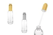 Стъклена бутилка  15 ml с капкомер и капачка с бутон