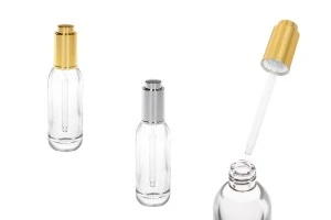 Стъклена бутилка  15 ml с капкомер и капачка с бутон-1