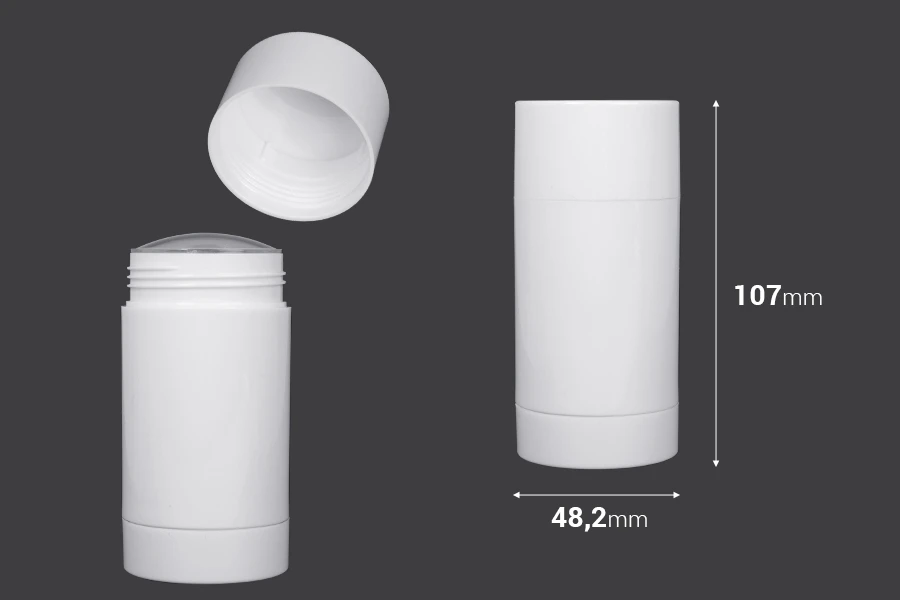 Пластмасова бяла 75 мл  бутилка стик за козметика - 6 бр.-изображение_размери