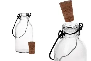 Стъклена бутилка с метална дръжка и коркова тапа  100ml-2