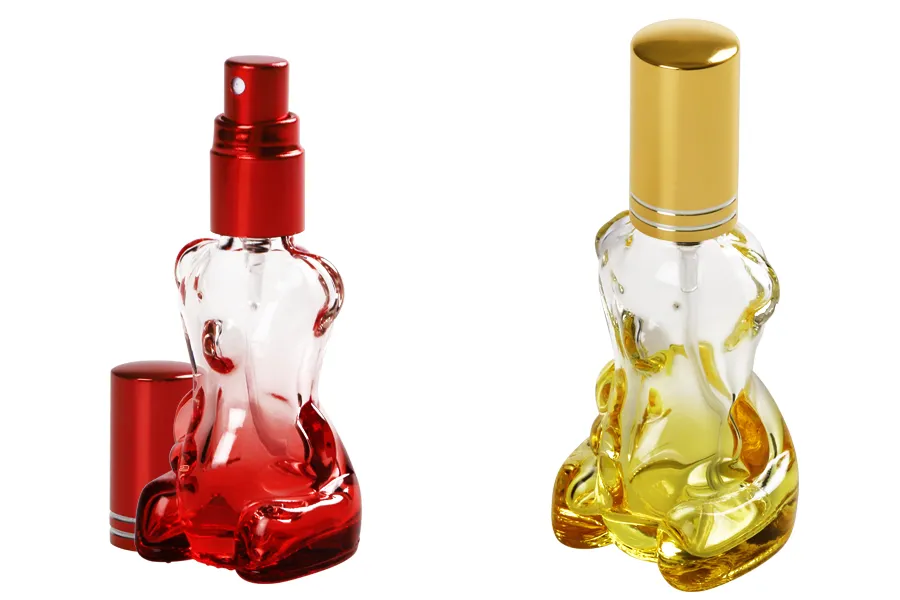 Малки стъклени шишенца "Мече" за парфюм  със спрей и с капачка 10 мл-изображение_група