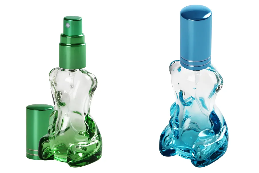Малки стъклени шишенца "Мече" за парфюм  със спрей и с капачка 10 мл-изображение_група