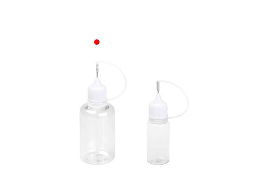 Прозрачно пластмасови шише 30 мл с бяла капачка и игла за електронна цигара-изображение_група