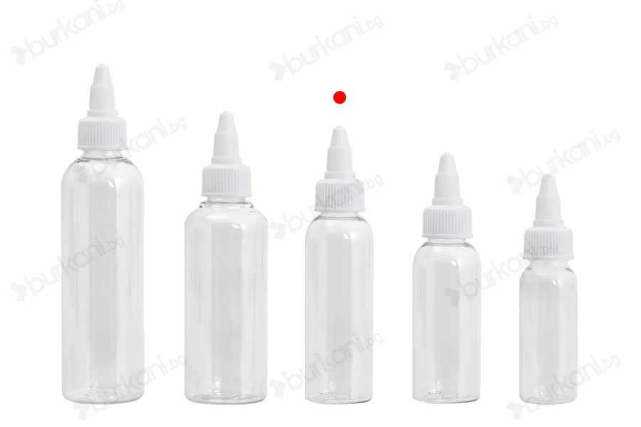 PET бутилка  60 ml прозрачна с бяла капачка за електронна цигара - 50 бр.-изображение_група