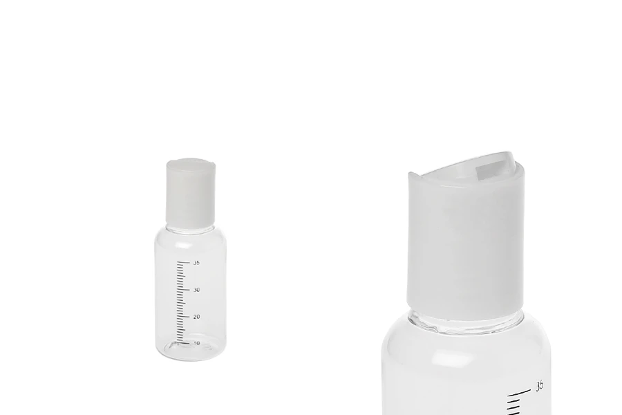 Пластмасова прозрачна бутилка 35 мл с бяла flip top капачка-изображение_размери