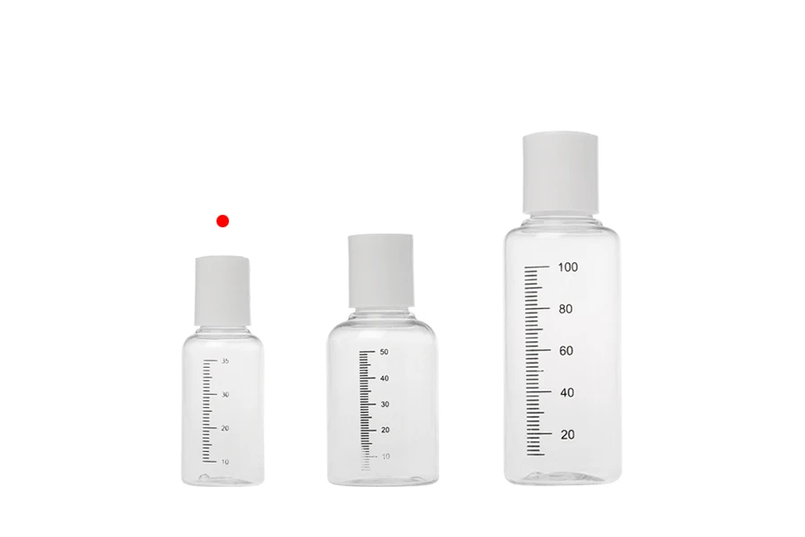 Пластмасова прозрачна бутилка 35 мл с бяла flip top капачка-изображение_група