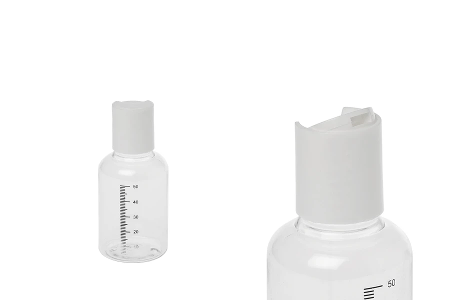 Пластмасова прозрачна бутилка 50 мл с бяка flip top капачка Пластмасова прозрачна бутилка 50 мл с бяка flip top капачка-изображение_размери