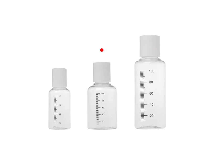 Пластмасова прозрачна бутилка 50 мл с бяка flip top капачка Пластмасова прозрачна бутилка 50 мл с бяка flip top капачка-изображение_група