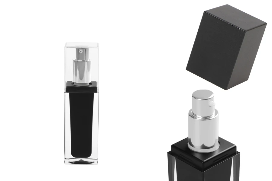 Луксозна черна  пластмасова бутилка 30 мл за крем-изображение_размери