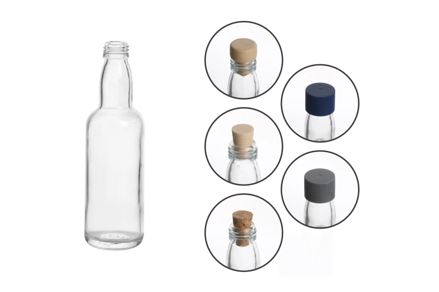 Стъклена прозрачна бутилка 108 мл-изображение_група