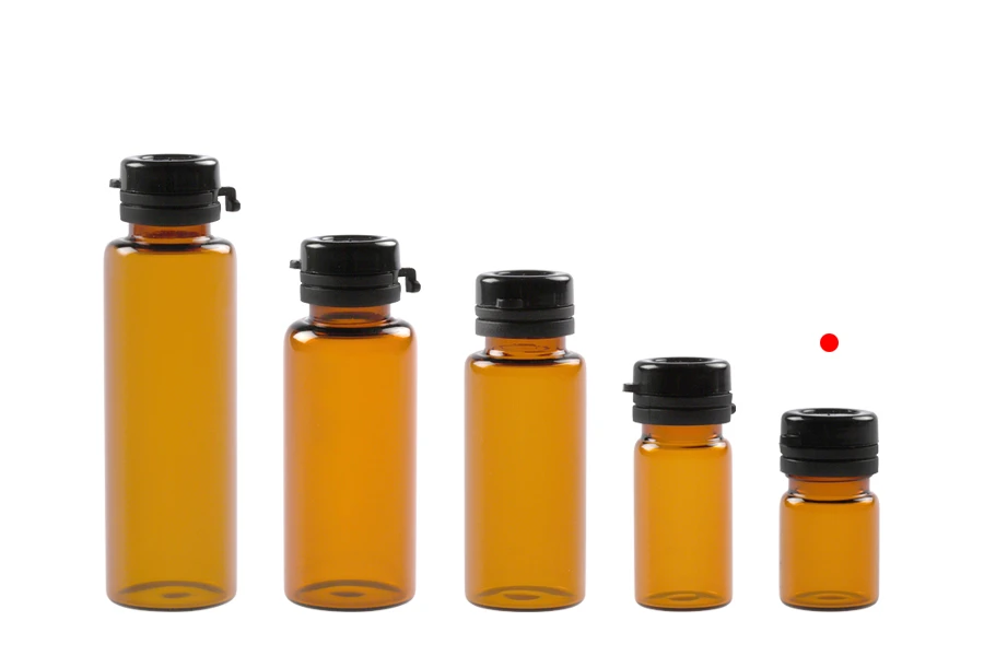Стъклена карамелена бутилка 3 мл с черна пластмасова капачка-изображение_група