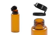 Стъклено карамелено шишенце 15 мл с черна пластмасова капачка-изображение_размери