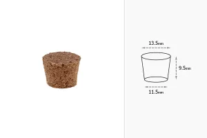 Конусовидна натурална коркова тапа  Ф 13 с размери  11,5x13,5 / 9,5-изображение_размери