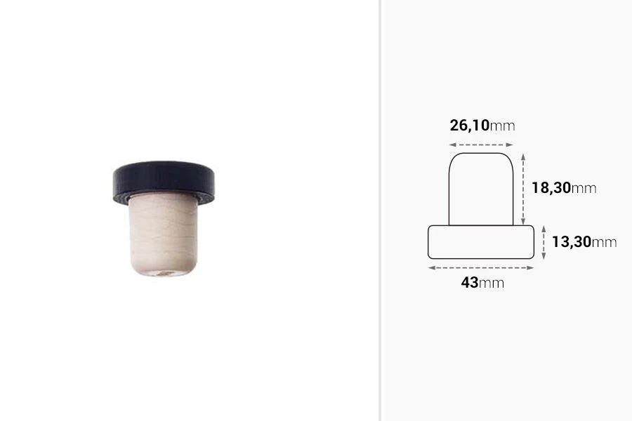 Силиконова тапа с гървена черна глава  Ф 26.5-изображение_размери