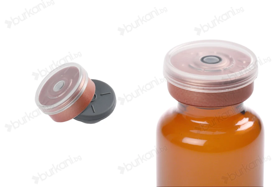 Алуминиевa капачка  с прозрачен пластмасов капак и силиконова запушалка - 12 броя.-изображение_група