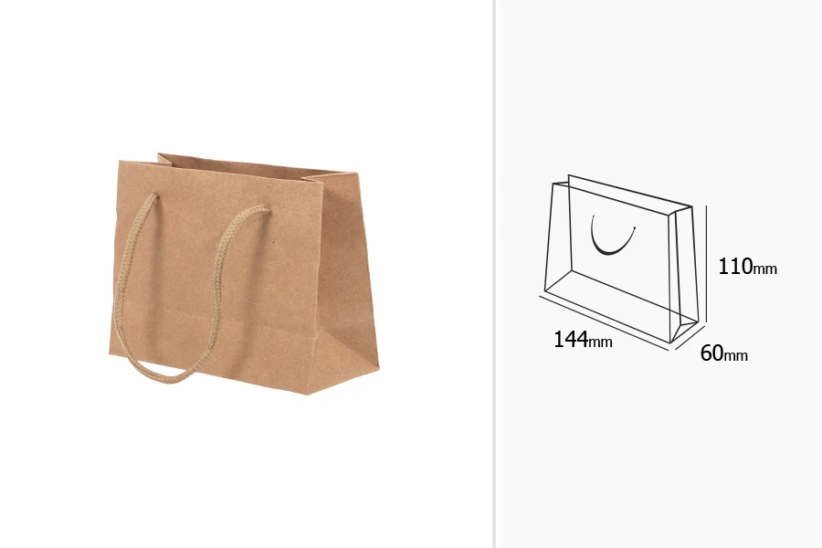 Τσάντα δώρου χάρτινη κραφτ - κορδόνι 3 mm με ωραία υφή στην απόχρωση της τσάντας 110x60x144-изображение_размери