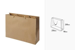 Хартиена кафява подаръчна чанта за подарък с усукан шнур дръжка  250x90x200 мм - 12 бр-2