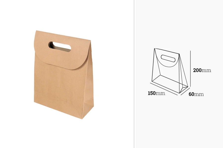 Хартиена крафт подаръчна чантичка с размери 150x60x200 mm-изображение_размери