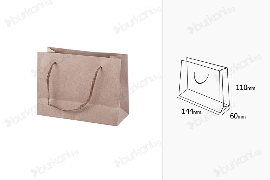 Хартиена крафт подарична чанта, с размери 144x60x110-изображение_размери