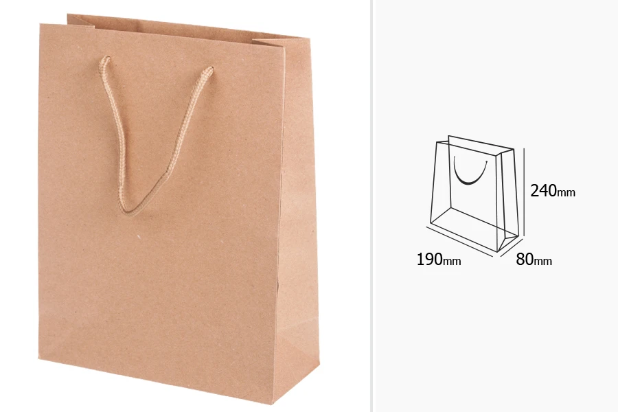 Подаръчна хартиена торбичка, с размери  190x80x240 mm-изображение_размери