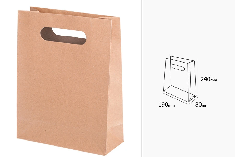 Кафява хартиена чанта, с размеи 190x80x240 mm-изображение_размери