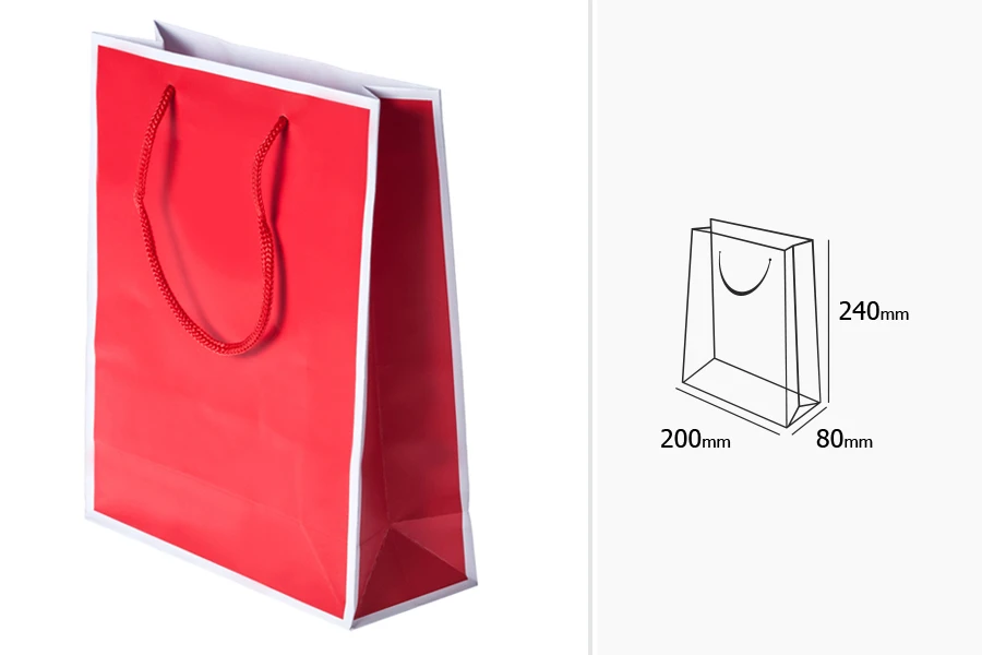 Хартиена подаръчна торбичка в 2 цвята с размери  200x80x240-изображение_размери