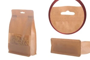 Торбичка тип DOYPACK с цип затваряне, прозорец и дупка Eurohole, вътрешна и външна прозрачна облицовка и въз,ожност за термо запечатване, размери 160x80x260 mm - 50 бр.-изображение_група