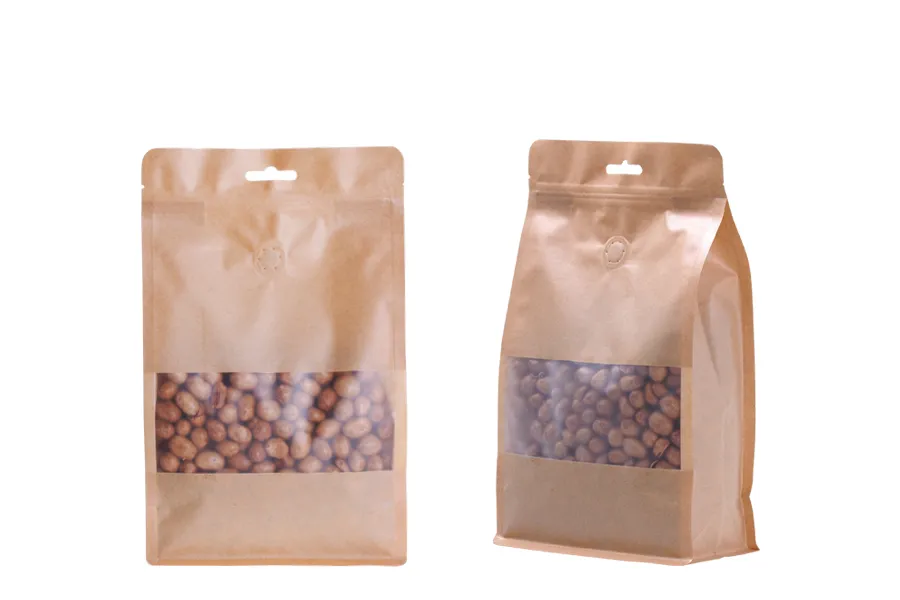 Крафт DOY PACK Опаковка с размери 180x80x280 mm с възможност за термо запечатване Крафт DOY PACK Опаковка с размери 180x80x280 mm с възможност за термо запечатване