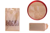 Крафт DOY PACK Опаковка с размери 180x80x280 mm с възможност за термо запечатване Крафт DOY PACK Опаковка с размери 180x80x280 mm с възможност за термо запечатване