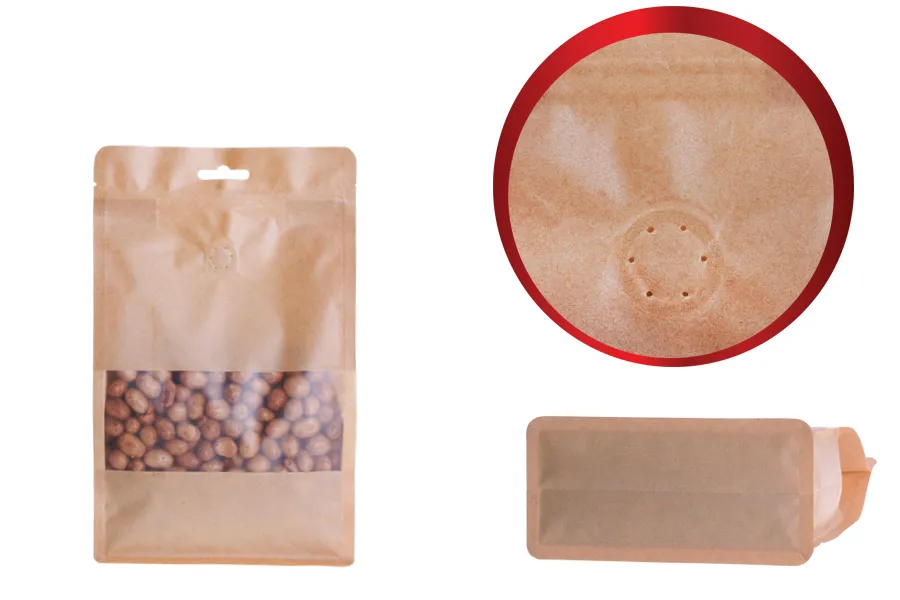 Крафт DOY PACK Опаковка с размери 180x80x280 mm с възможност за термо запечатване Крафт DOY PACK Опаковка с размери 180x80x280 mm с възможност за термо запечатване