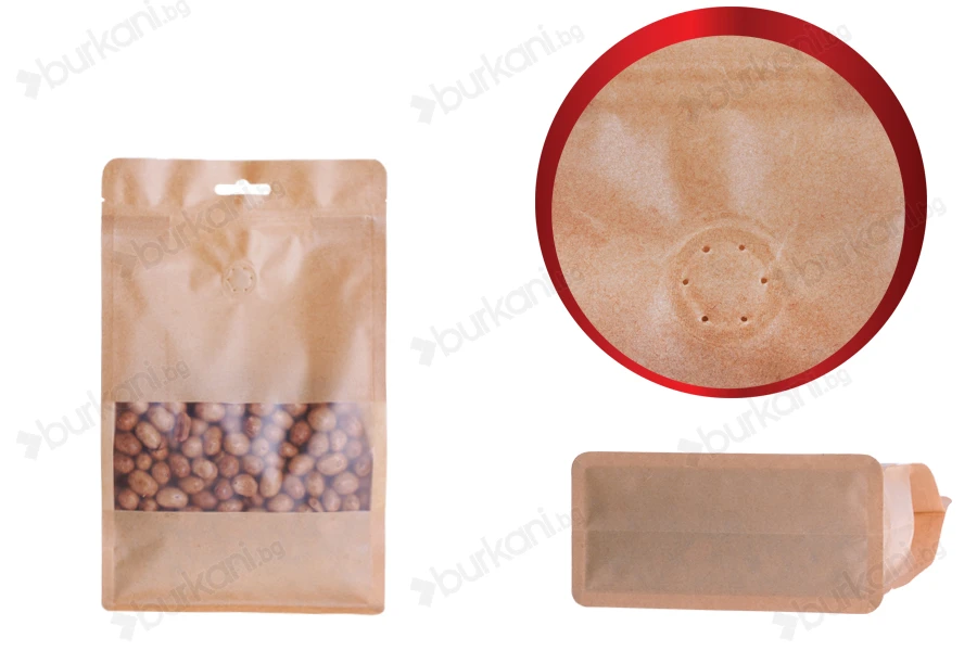 Крафт DOY PACK Опаковка с размери 180x80x280 mm с възможност за термо запечатване-изображение_размери