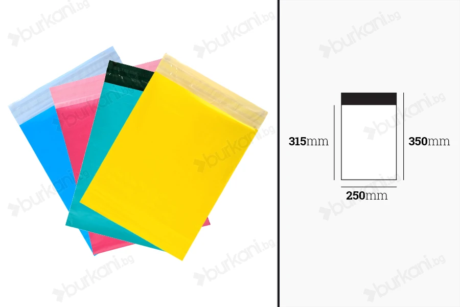 Qese courier me mbyllje ngitëse PE të papërshkueshme nga uji 400x450 mm - 100 copë-изображение_размери