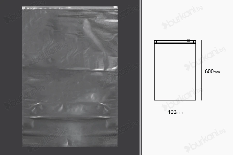 Торбички PE  с цип  400х600 мм - 50 бр-изображение_размери