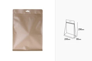 Опаковка  тип Doy Pack с цип затваряне и  алуминиева вътрешна облицовка и възможност за термозапечатване 200x80x290 mm - 50 бр.-изображение_размери