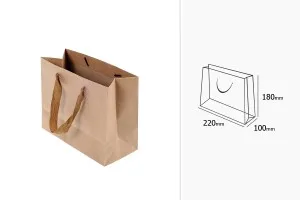 Хартиена торбичка 220x100x180 еко крафт с кафява дръжка 20 мм - 20 бр.-2