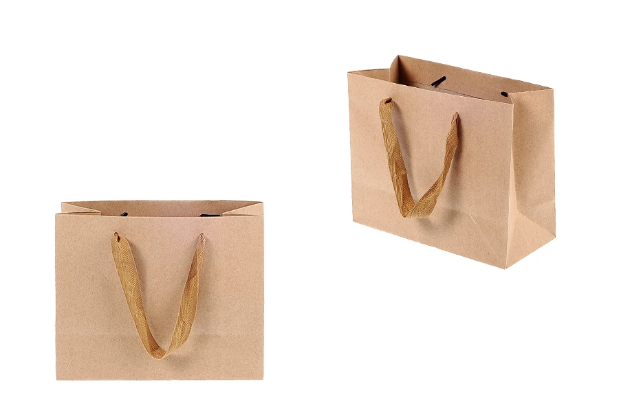 Хартиена торбичка 220x100x180 еко крафт с кафява дръжка 20 мм - 20 бр.-изображение_продукт