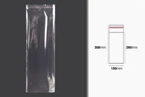 Прозрачни самозалепващи се пликове с размери 100x300 mm  - 1000 бр/опаковка-2