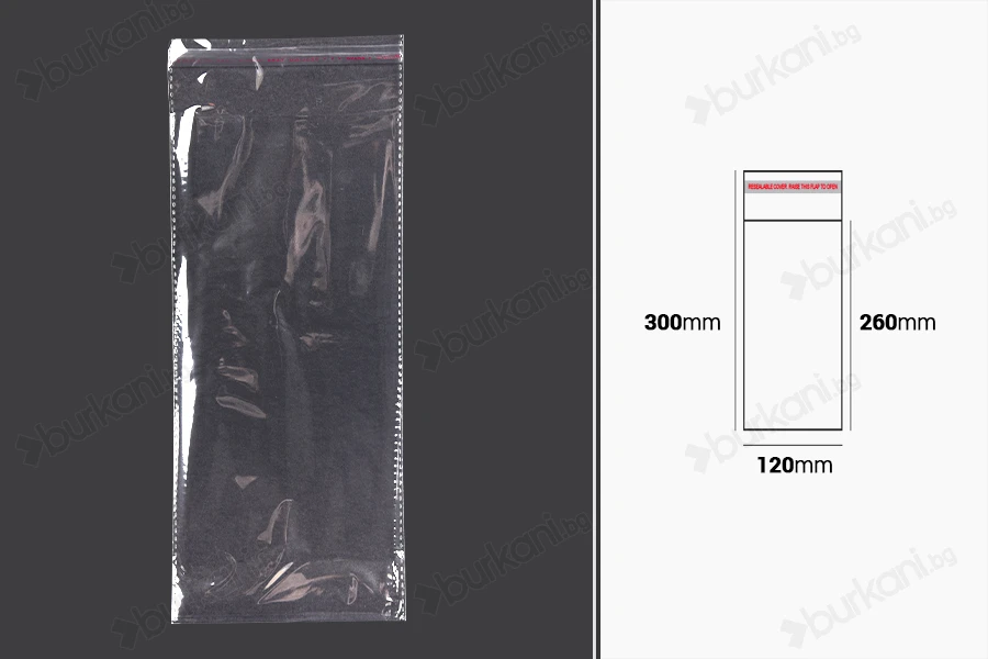 Самозалепваща се торбичка с размери 120x300 mm - 1000 бр./пакет-изображение_размери