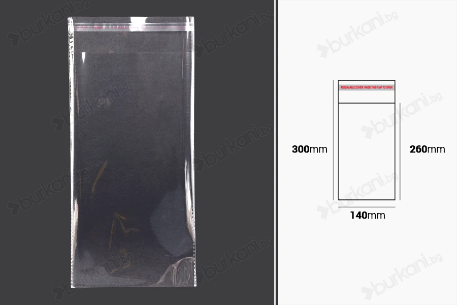 Самозалепваща се торбичка с размери 140x300 mm -1000 бр. / пакет-изображение_размери