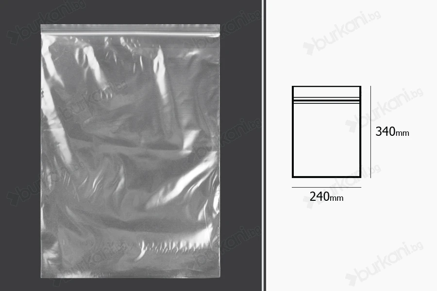 Пластмасови пликове с цип 240x340 mm  - 100 бр.-изображение_размери
