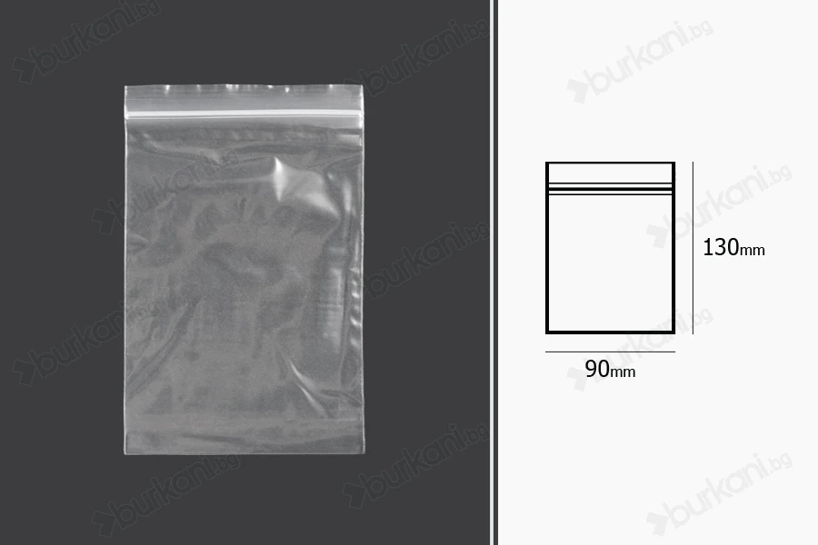 Пластмасови пликове с цип  90x130 mm  - 500 бр.-изображение_размери
