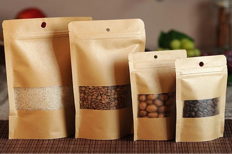 Опаковка DOY PACK с "цип" затваряне, с прозорец, с размери 140х200 mm - 100 броя-изображение_размери