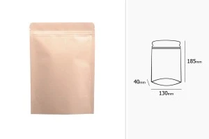 Опаковка карфт тип "DOY PACK", с вътрешна алуминиева облицовка, с размери  130x40x185 mm-изображение_размери