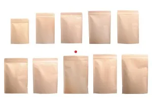 Крафт торбички тип с размер Doy Pack 180x40x260 мм, с алуминиево вътрешно покритие , закопчаване с "цип" и термозапечатване - 50 бр.-изображение_група