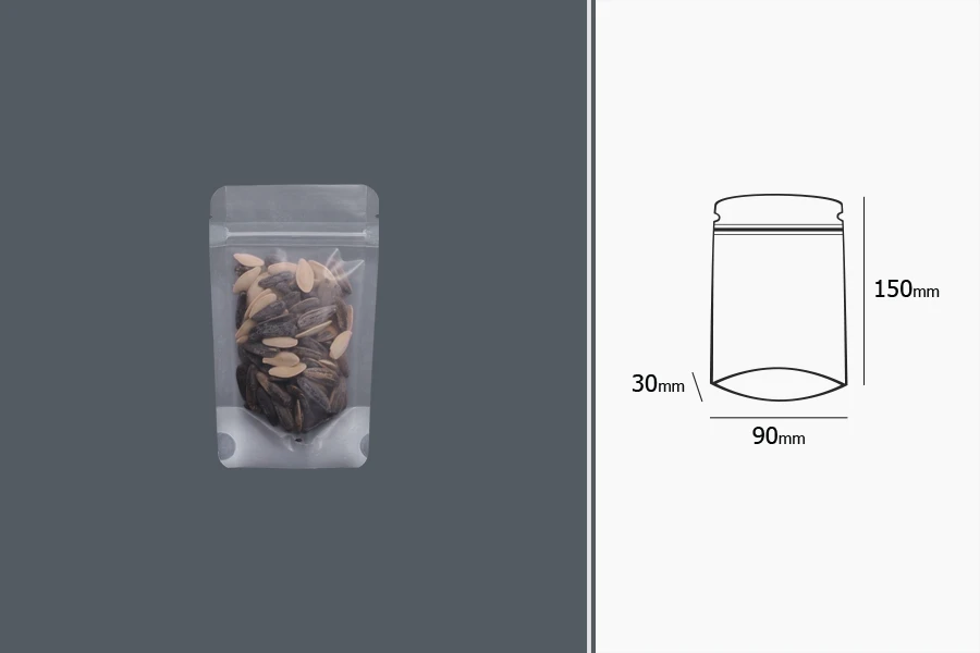 Прозрачна опаковка  Doy Pack с "цип"  затваряне и възможност за термопечатане  90x30x150 mm - 50 бр-изображение_група