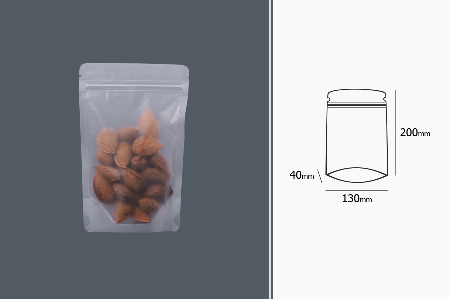 Прозрачна опаковка  Doy Pack с "цип"  затваряне и възможност за термопечатане 130x40x200 mm - 50 бр-изображение_група