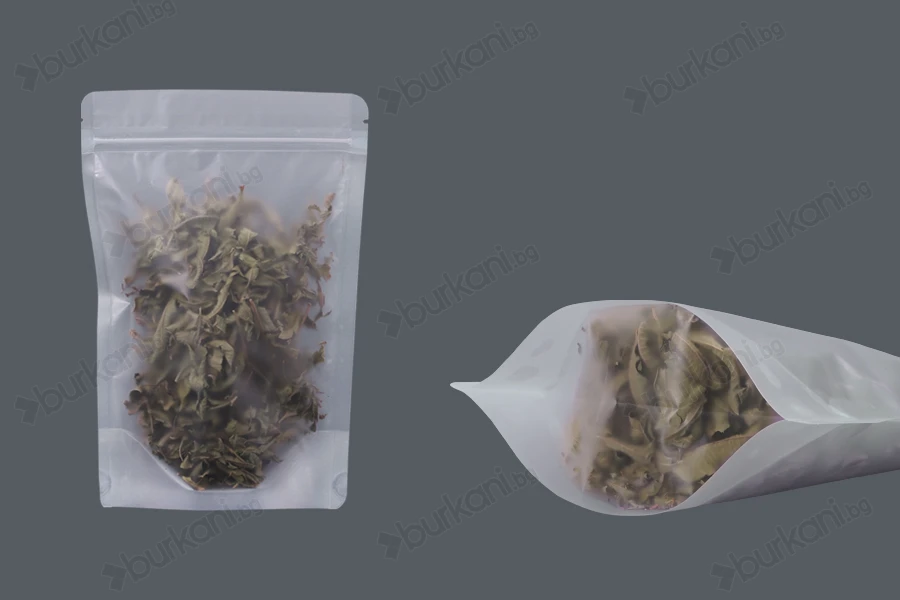 Прозрачна опаковка  Doy Pack с "цип"  затваряне и възможност за термопечатане 150x40x220 mm - 50 бр-изображение_продукт