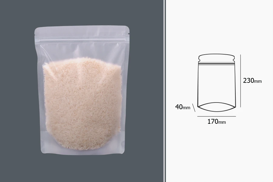 Прозрачна опаковка тип Doy Pack с "цип" затваряня и възможност за термозапечатване 170x40x230 mm - 50 бр-изображение_група