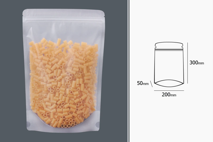 Прозрачна опаковка тип Doy Pack с размери  200x50x300 mm - 50 бр-изображение_размери