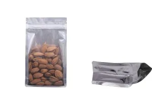 Алуминиева прозрачна опаковка Doy Pack  с "цип" затварябе  и възможност за термозапечатване 140x60x240 мм - 50 бр-изображение_размери